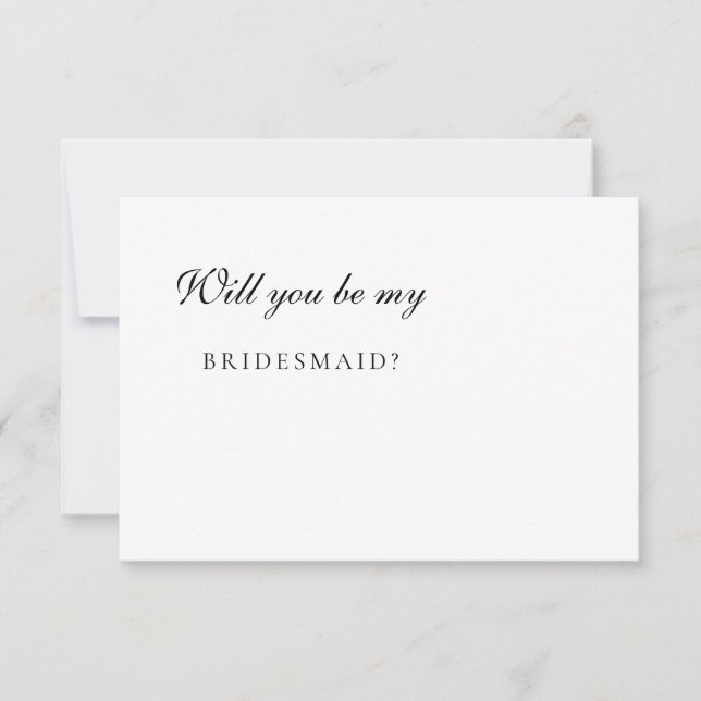 Minimalist Elegant Ivory Bridesmaid Proposal Card (Front)
