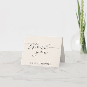 Minimalist Elegant Ivory Script Art Deco Wedding Thank You Card
