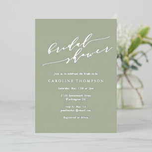 Minimalist Elegant Jade Green Bridal Shower Silver