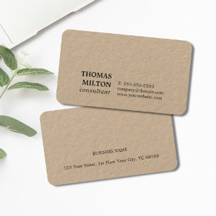 Minimalist Elegant Kraft Paper Consultant Business Card