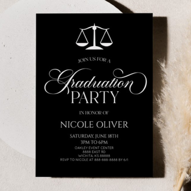 Minimalist Elegant Lawyer Scale Graduation Invitation (Creator Uploaded)