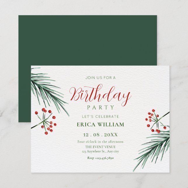 Minimalist elegant Leaves  Invitation (Front/Back)