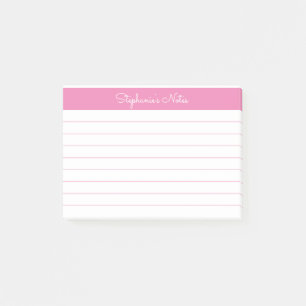 Minimalist Elegant Light Pink Lined Personalised Post-it Notes