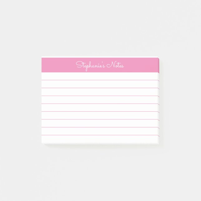 Minimalist Elegant Light Pink Lined Personalised Post-it Notes (Front)