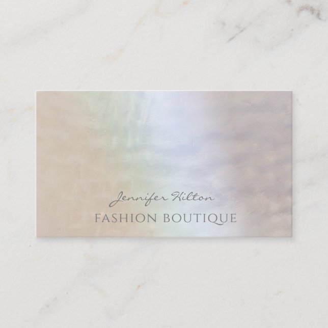 Minimalist elegant luxury simple pearl holographic business card (Front)