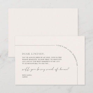 Minimalist Elegant Maid of Honor Proposal Card