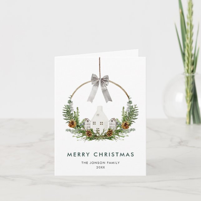 Minimalist Elegant Merry Christmas Composition Holiday Card (Front)