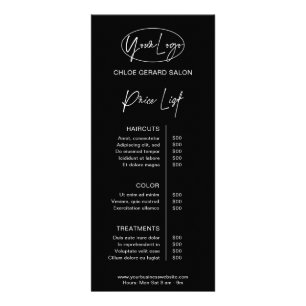 Minimalist Elegant Minimal Black Modern Price List Rack Card