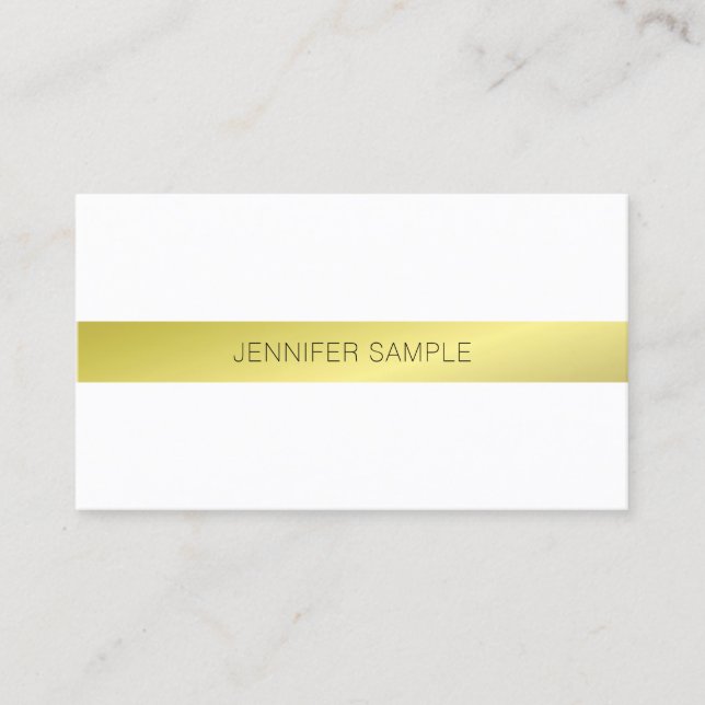 Minimalist Elegant Modern Design Gold Plain Luxe Business Card (Front)