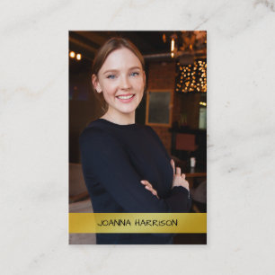 Minimalist Elegant Modern Gold Band Photo European Business Card