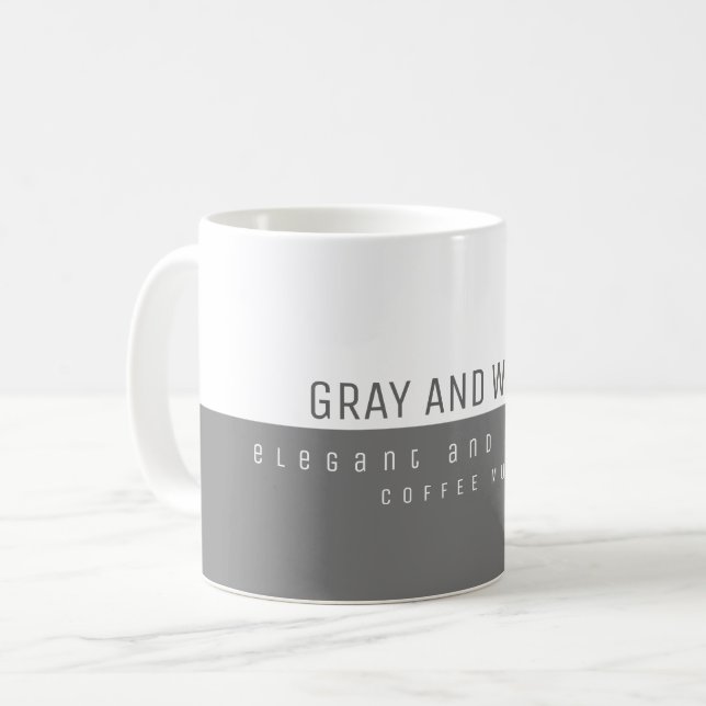 minimalist elegant modern grey and white  coffee mug (Front Left)