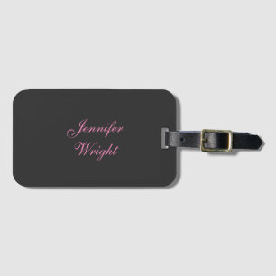 Minimalist elegant modern grey pink feminine luggage tag