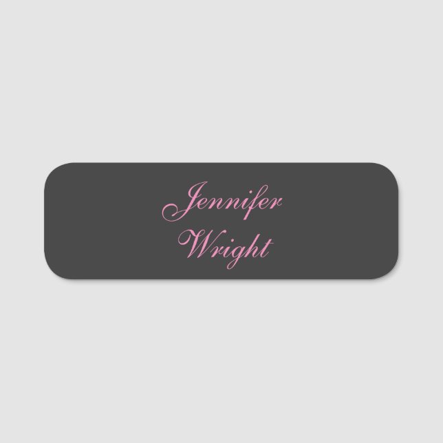 Minimalist elegant modern grey pink feminine name tag (Front)