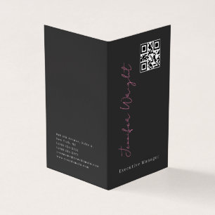 Minimalist elegant modern grey plain QR code Business Card