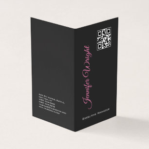 Minimalist elegant modern grey plain QR code Business Card