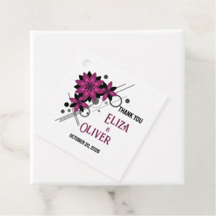 Minimalist elegant modern luxury Burgundy floral Favour Tags