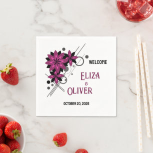 Minimalist elegant modern luxury Burgundy floral Napkin