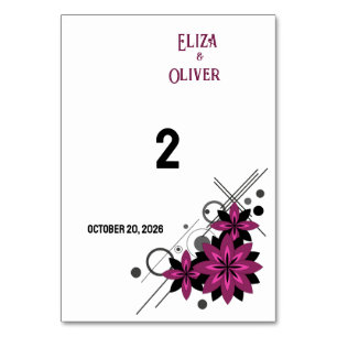 Minimalist elegant modern luxury Burgundy floral Table Number