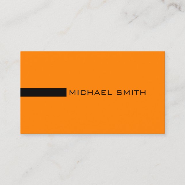 Minimalist Elegant Modern Orange and Black Business Card (Front)