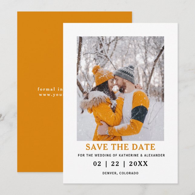 Minimalist Elegant Modern Photo Wedding Save The Date (Front/Back)