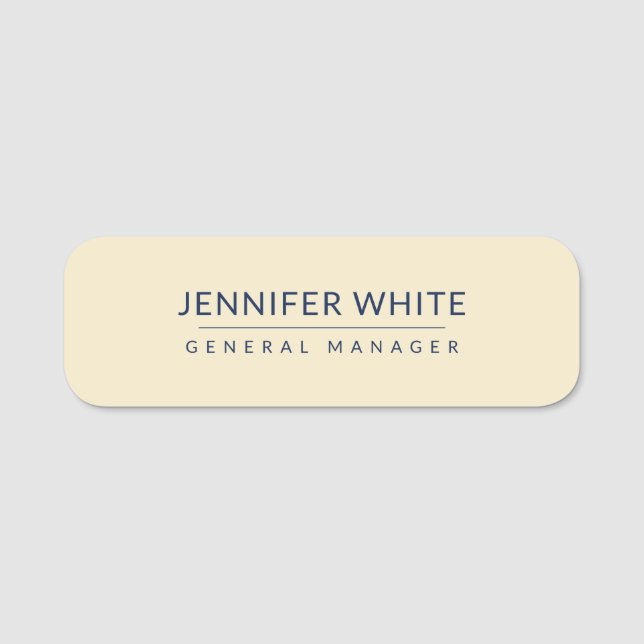 Minimalist Elegant Modern Plain Name Tag (Front)