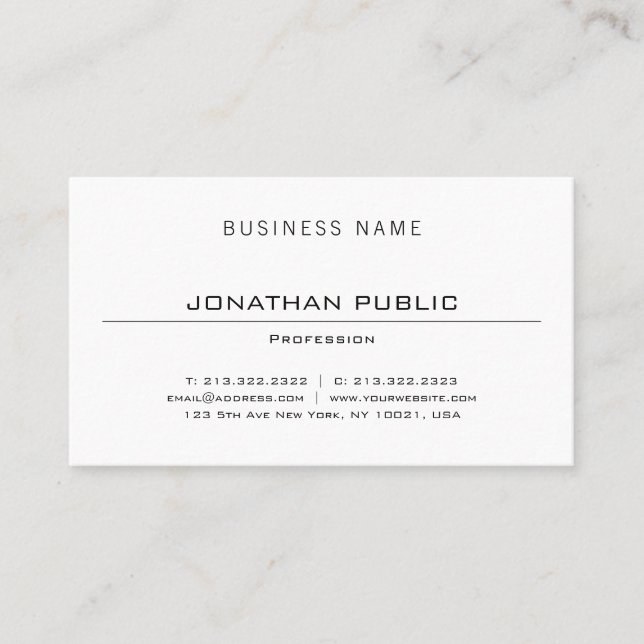 Minimalist Elegant Modern Professional Plain Chic Business Card (Front)
