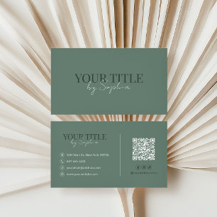 Minimalist Elegant Modern Sage Green QR Code Business Card