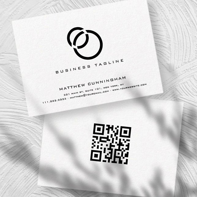 Minimalist Elegant Modern Simple Logo and QR Code Business Card (Creator Uploaded)