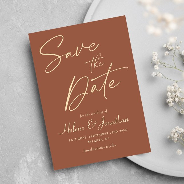 Minimalist Elegant Modern Terracotta Wedding Save The Date (Minimalist Elegant Modern Terracotta Wedding Save The Date)