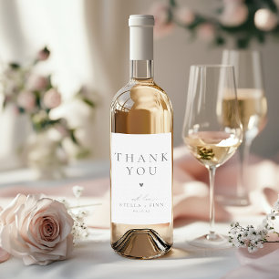 Minimalist Elegant Modern Thank You Wedding Favour Wine Label