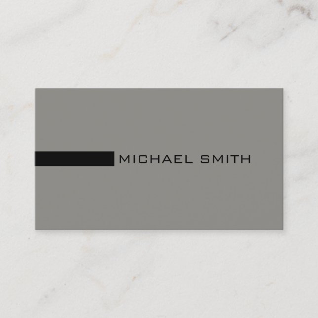 Minimalist Elegant Modern Titanium and Black Business Card (Front)