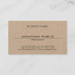 Minimalist Elegant Modern Trendy Brown Kraft Paper Business Card