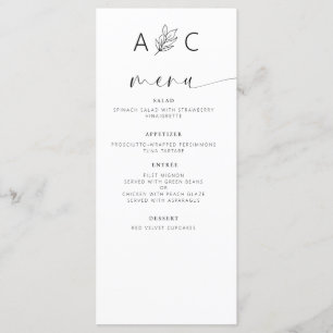 Minimalist Elegant Modern Wedding Reception Menu