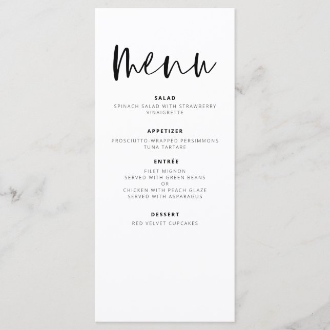 Minimalist Elegant Modern Wedding Reception Menu (Front)