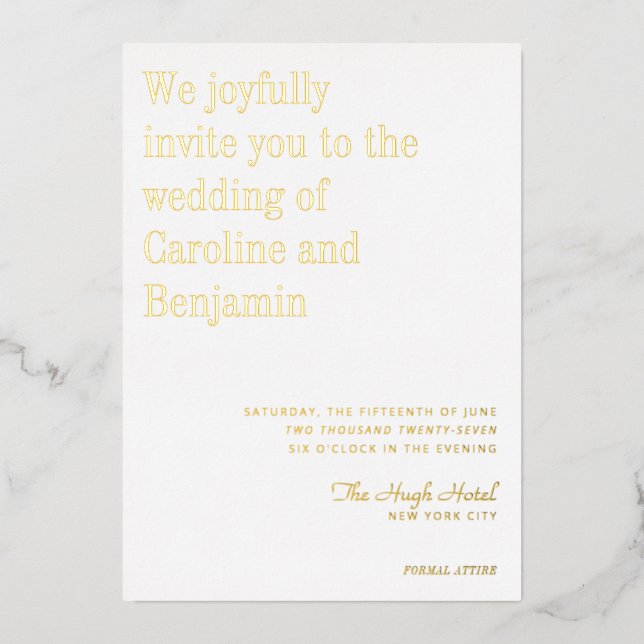 Minimalist Elegant Modern Wedding White Gold (Front)