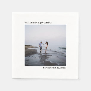 Minimalist Elegant Modern White Wedding Photo Napkin