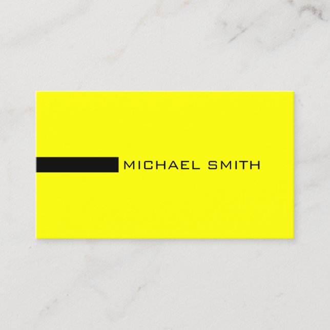 Minimalist Elegant Modern Yellow and Black Business Card (Front)