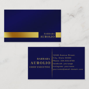 Minimalist Elegant Monogram Dark Navy Blue Gold Business Card