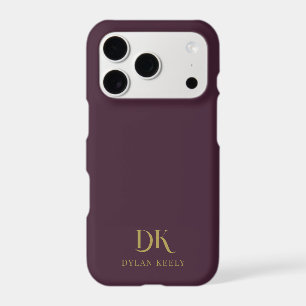 Minimalist Elegant Monogram Dark Red Gold Stylish