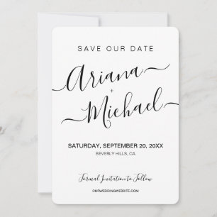 Minimalist Elegant Name Script Engagement photo Save The Date