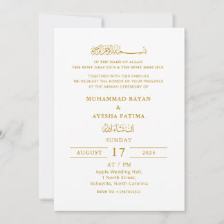 Minimalist Elegant Nikkah Arabic Islamic Wedding Invitation