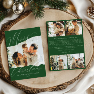 Minimalist Elegant Olive Green Family Photo Holiday Card