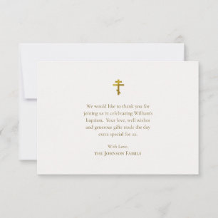 Minimalist Elegant Orthodox Christian Baptism Thank You Card