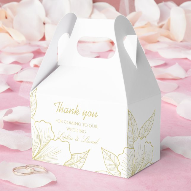 Minimalist Elegant Outline Floral Wedding Favour Box (Wedding)