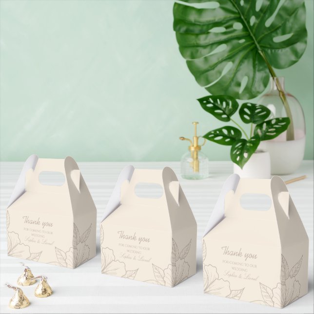 Minimalist Elegant Outline Floral Wedding Favour Box (Multiple)