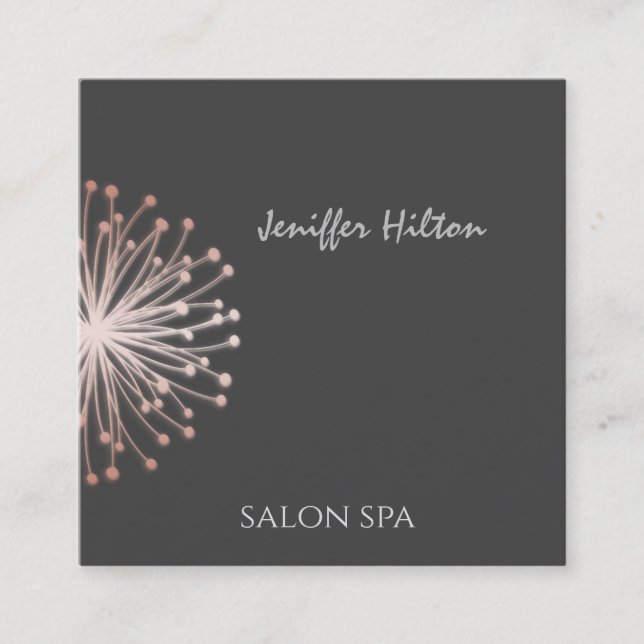 Minimalist elegant pale pink dandelion square business card (Front)