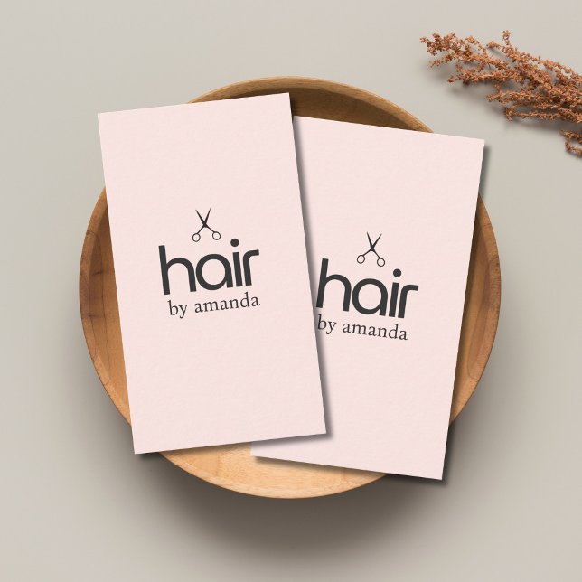 Minimalist Elegant Pale Rose Bold Scissors Hair Business Card (Creator Uploaded)