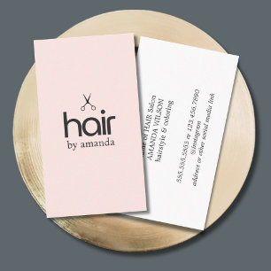 Minimalist Elegant Pale Rose Bold Scissors Hair Business Card