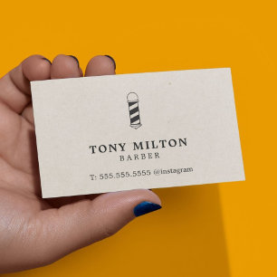 Minimalist Elegant Paper Texture Barber Pole Business Card