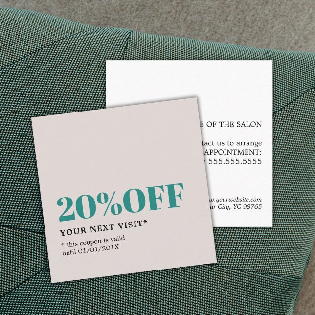 Minimalist Elegant Pastel Beige Green Salon Shop Discount Card (Creator Uploaded)